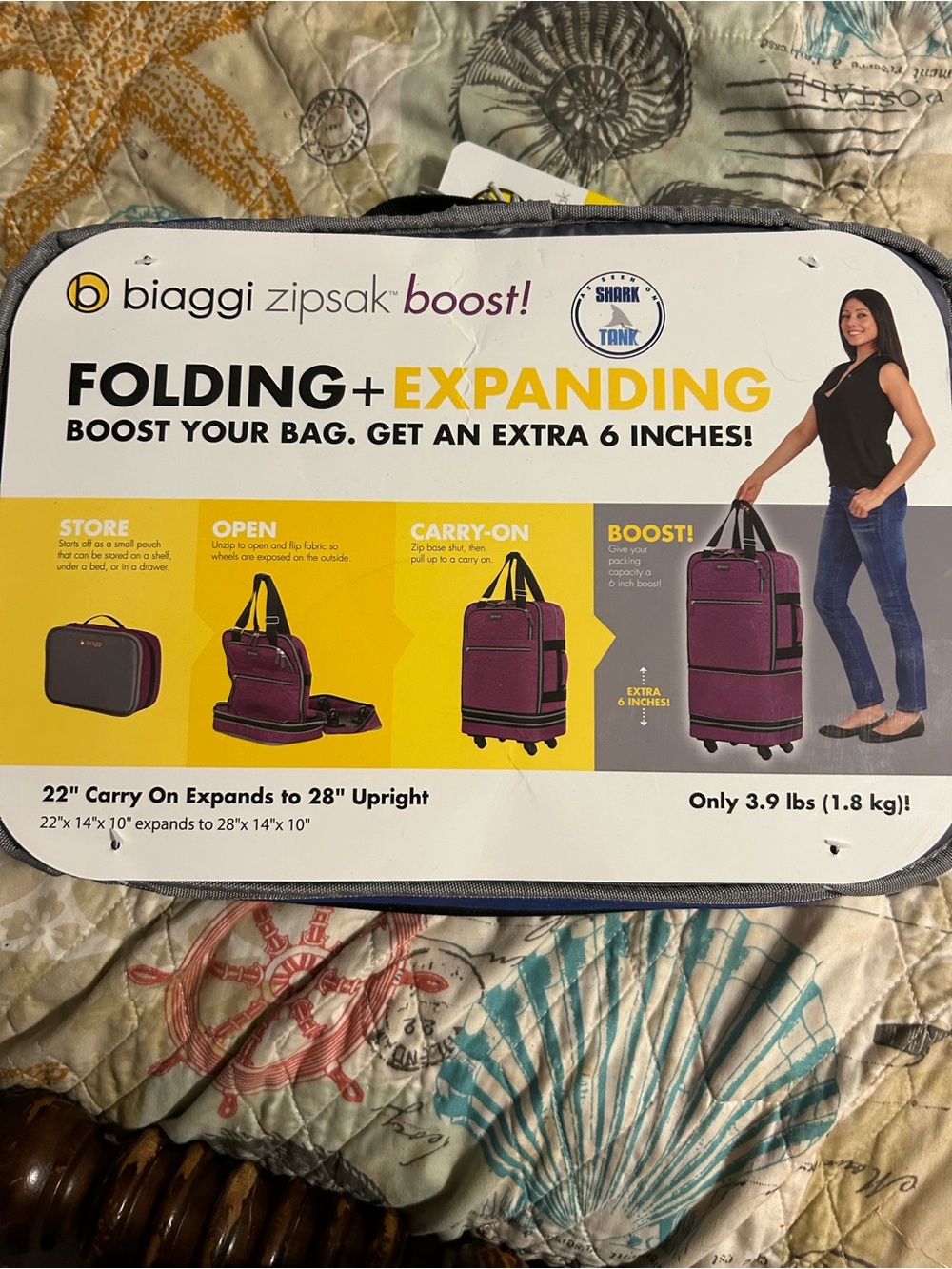 biaggi Zipsak Boost! Folding + Expanding Carry-On Luggage - Plum